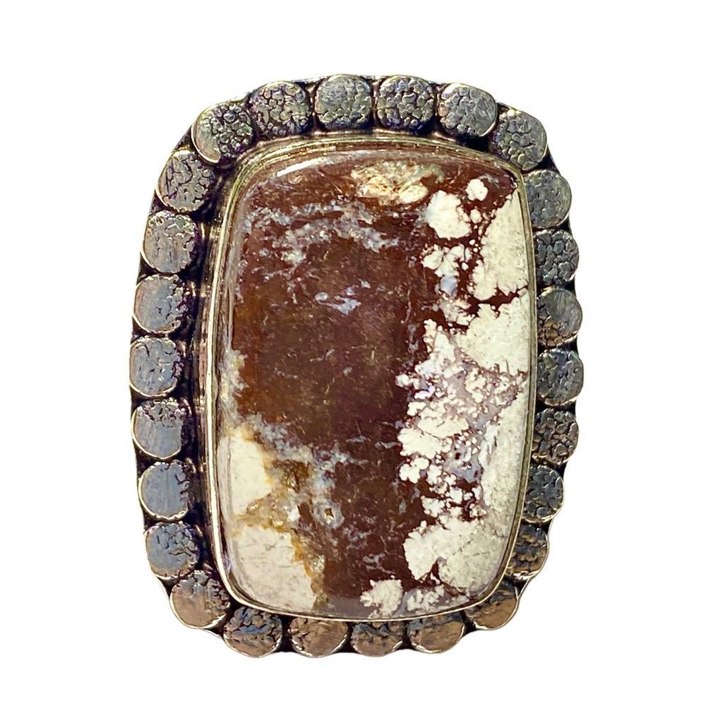 Natural Wild Horse Jasper Gemstone in a Handcrafted 925 Stamped Ring (7.25) - Picture 5 of 10